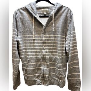 Lucky Brand Men's Zip-Up Hoodie in Gray and White stripes